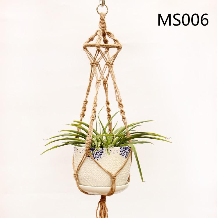 Flower Pot Hemp Rope Hanging Net Straw Macrame Plant Hanger Flower Pot Garden Holder Legs Hanging Rope Basket Balcony Decor