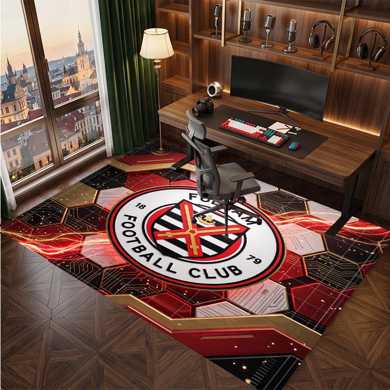 Fulham Football Print Crystal Velvet Rug, Comfortable Water Absorbent Non Slip Indoor Floor Carpet
