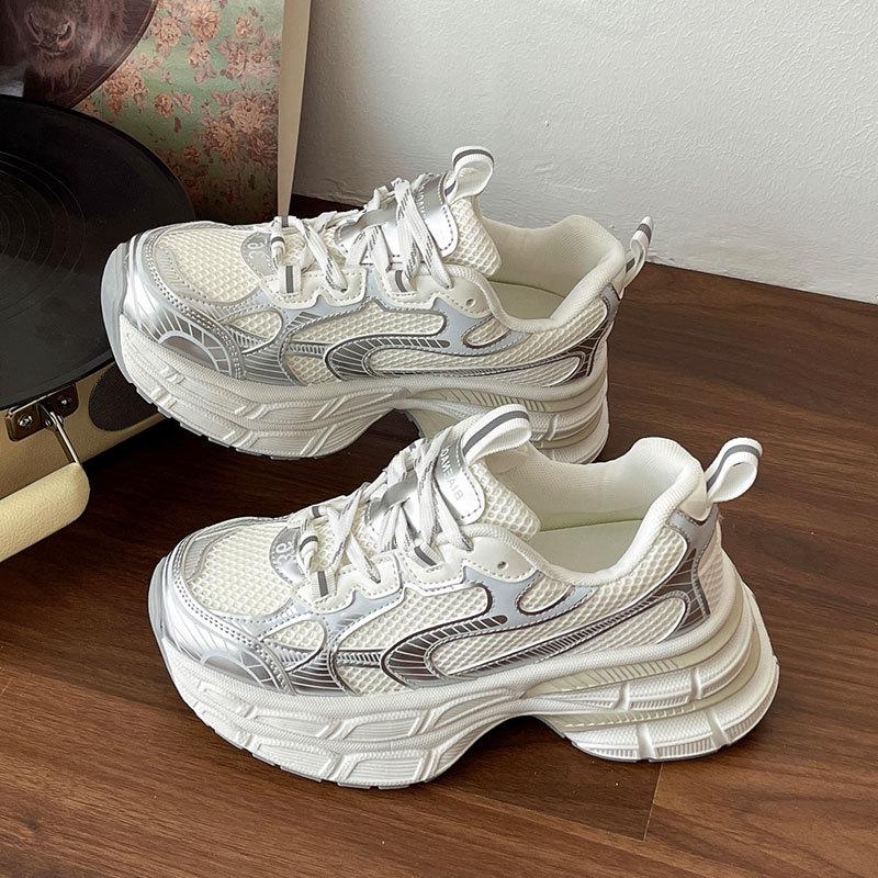 Platform Muffin Small Casual Shoes Sneakers Silver Women's Shoes New Double Paris Dad Shoes Women