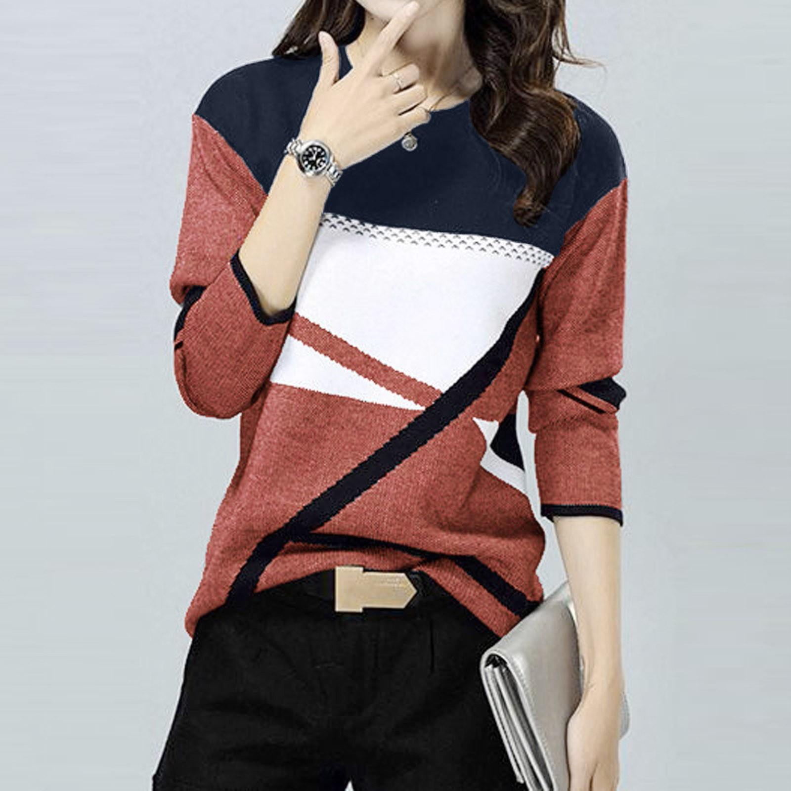 

Женские топы Нарядные повседневные рубашки с длинным рукавом с круглым вырезом и принтом Повседневные туники Блузки Топы XXL