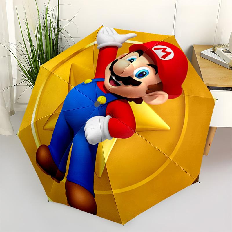 

1pc Super Mario Automatic Folding Umbrella - Compact 8-Rib Design, Durable Plastic & Iron, Perfect Gift for Friends & Family, Outdoor Umbrella, Fashio
