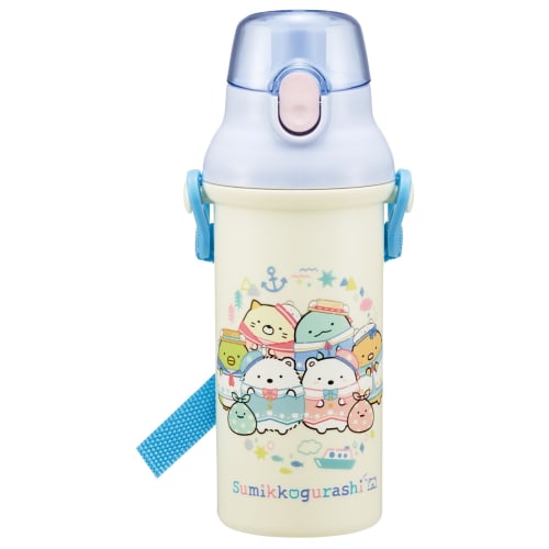 Skater Children's Water Bottle, 480ml, Direct Drinking, Plastic, One-Touch Operation, Dishwasher Safe, Made in Japan, Sumikko Gurashi, Polar Bear Home