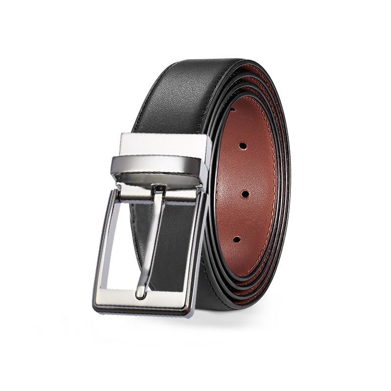 eather in uckle Belt en's ift Box owhide Men's Business Casual Jeans ouble-sided imple Belt