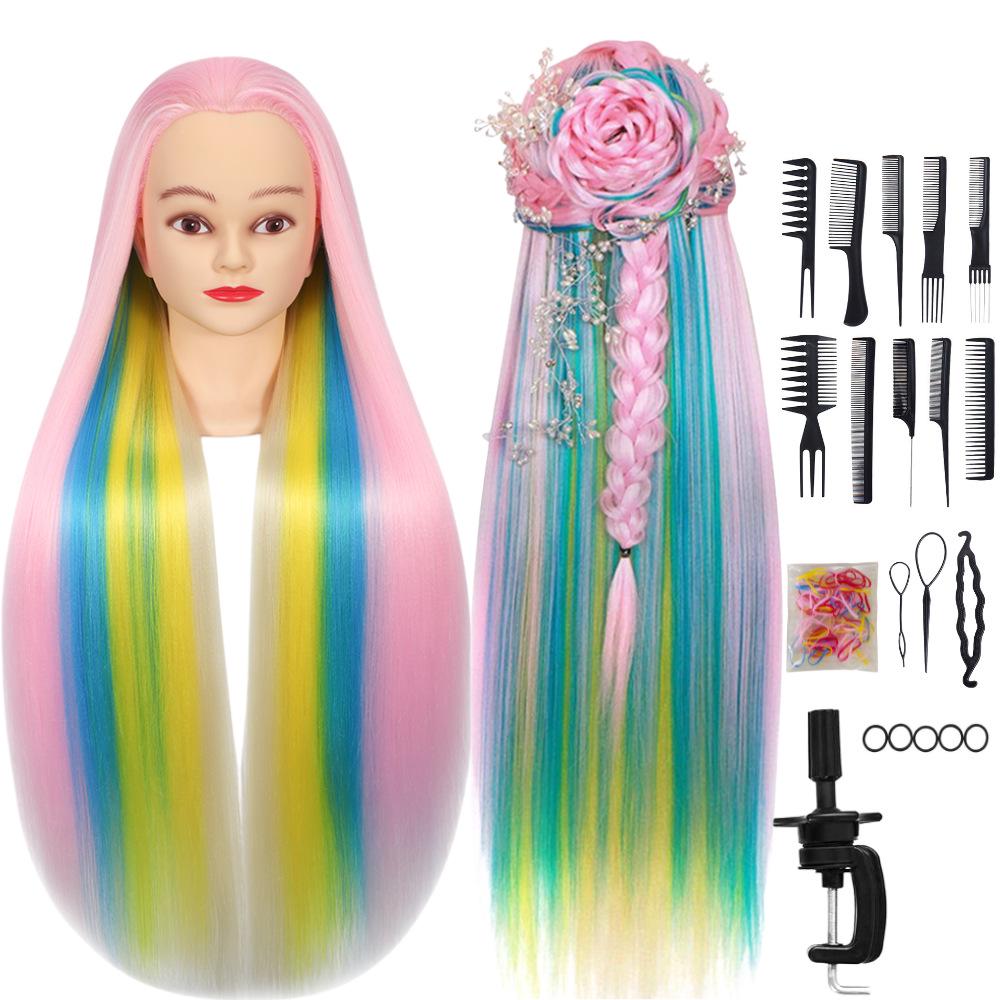 High Temperature Fiber Wig Mannequin Head for Hairdressing and Haircutting Training