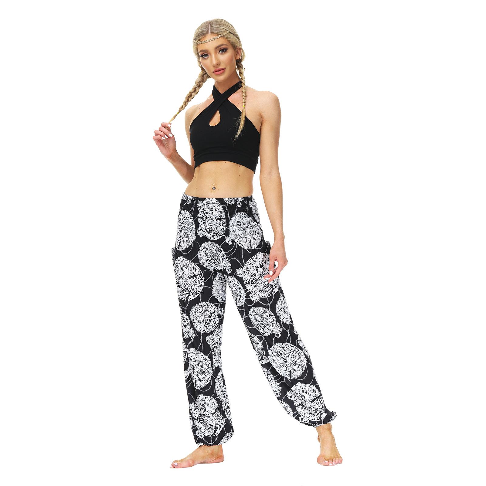 

Женские длинные брюки с принтом в этническом стиле, брюки-фонарики для занятий йогой и фитнесом, повседневные брюки One Size