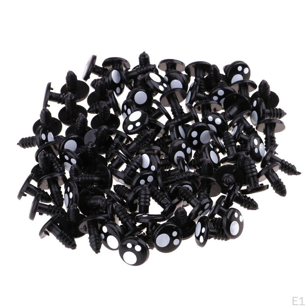 100pcs Plastic Safety Eyes Round Doll Puppet Plush Animal Making And Repairing Accessories 12MM