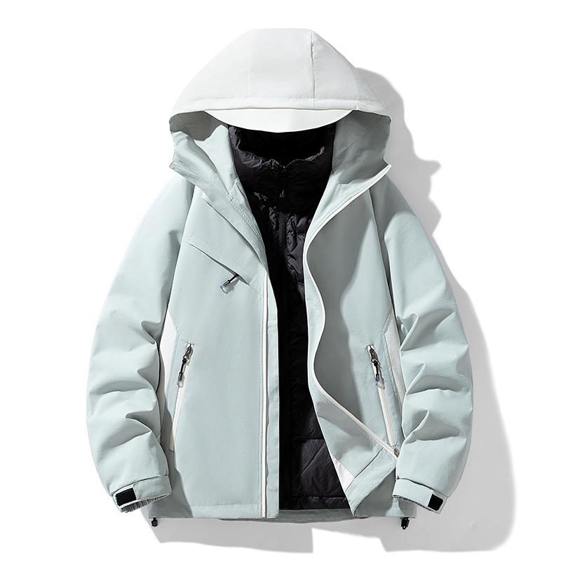 Men's White Duck Down Jacket Men's Winter New Outdoor Windproof Jacket 3-in-1 Cargo Jacket Jacket