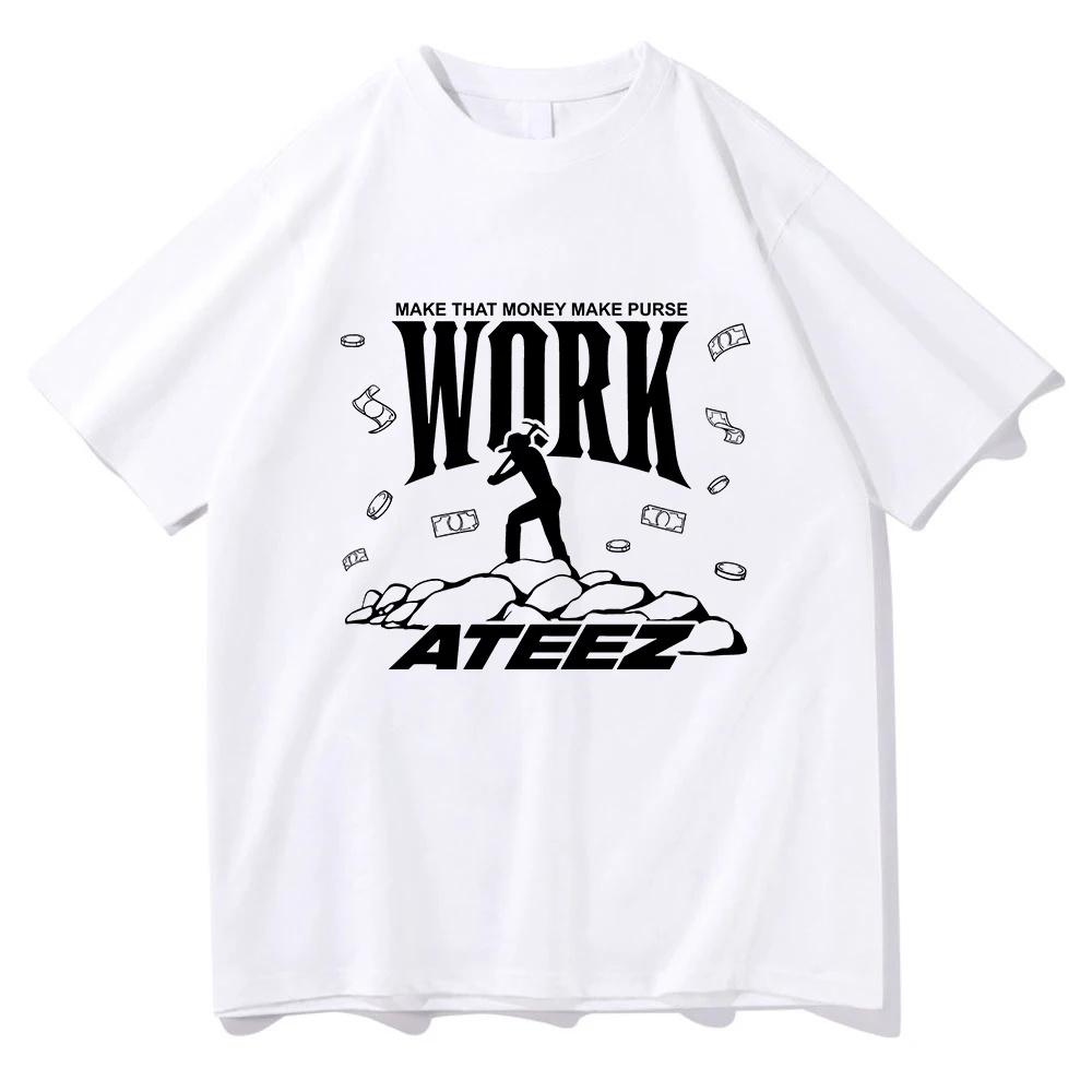 

Ateez Work Vector T Shirts Amusing Streetwear Vintage Men Women Short Sleeve Casual Cotton Harajuku Cartoon Stylish Unisex Tops XXXXXL