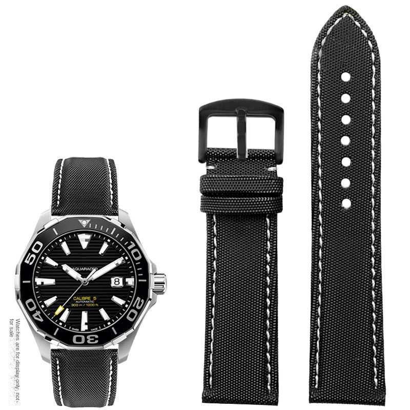 20mm 21mm 22mm 23mm Nylon Leather Bottom Watchband for Mido Helmsman M021 M005 M038 Tudor Seiko Waterproof Watch Strap