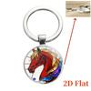 Retro Zodiac Horse Pattern Zinc Alloy Circular Keychain Car Backpack Hangings Decoration