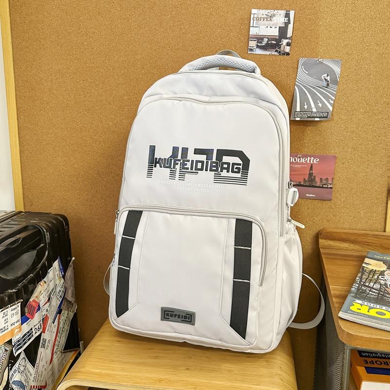 Large Capacity Backpack Men's Travel Backpack Solid Color Student Schoolbag