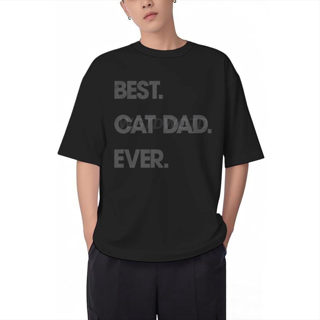 Best Cat Dad Ever Letter Print T Shirts Classic Retro Animal Lover Gifts Tees Male Short Sleeve Cotton Tees Fun Homme Camiseta