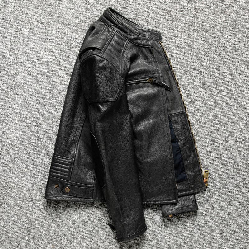 First Layer Cowhide Motorcycle Suit Genuine Leather Leather Jacket Men's Retro Leather Jacket Motorcycle Motorcycle Suit Jacket