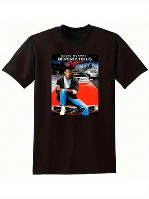 Vintage T-Shirt mit dem offiziellen Beverly Hills Cop Film mit Eddie Murphy, gestaltet im Retro 80er Jahre Actionfilm-Stil