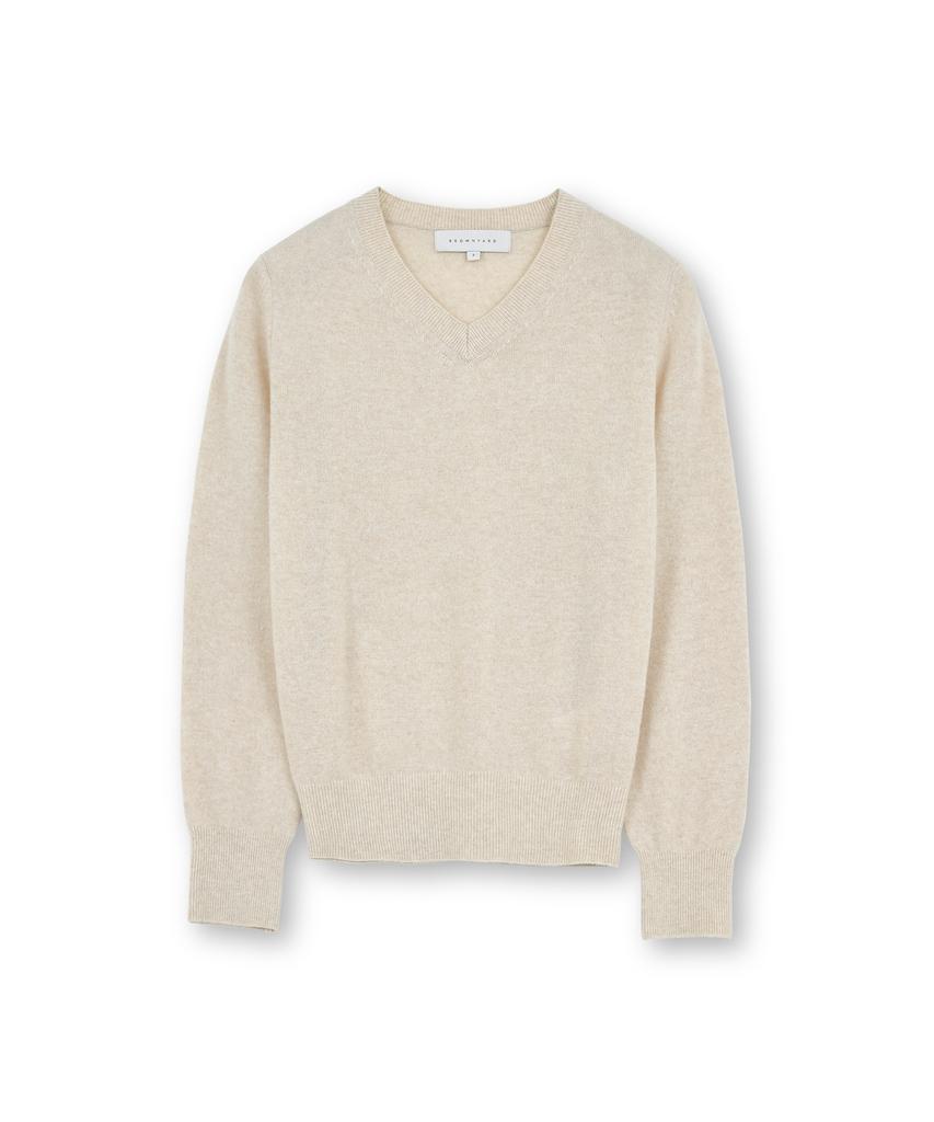 Beulaunyadeu W Extra Super Fine V-Neck Knit, Beige