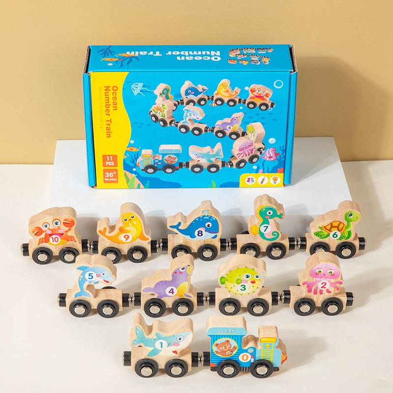 Magnetic Number Train Toy Kids Educational Play Set Magnetic Building Blocks DIY Assemble Bricks Interactive Learning Game