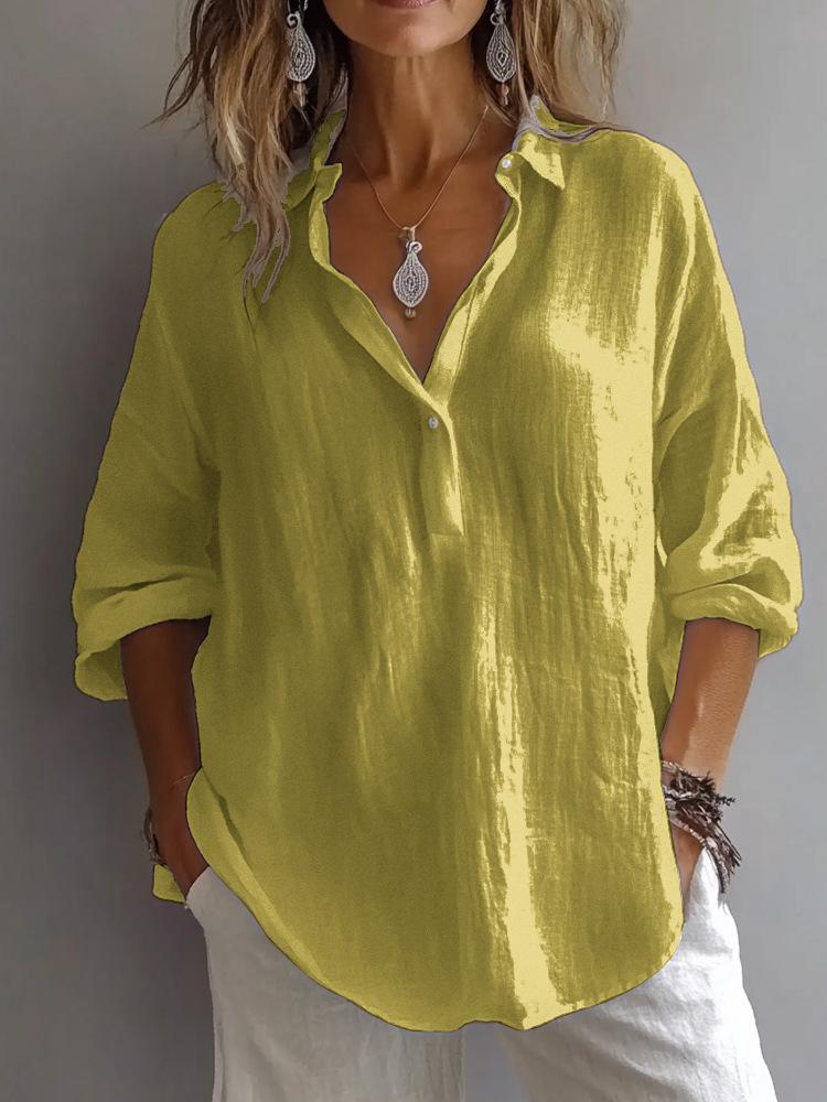 

Women Loose Fit V-Neck Button Down Shirt XXL