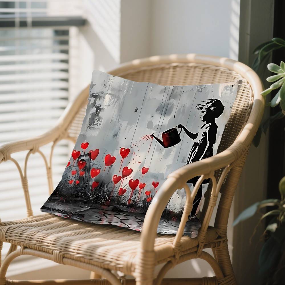 Banksy Street Graffiti Pillow Case Cushion Cover Soft Cute Throw Pillow Case For Car Sofa Pillowcase Polyester With Zipper