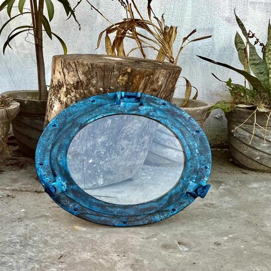 30.48 Cm Rustic Brass Ship Porthole Window Nautical Coastal Decor Patina Finish