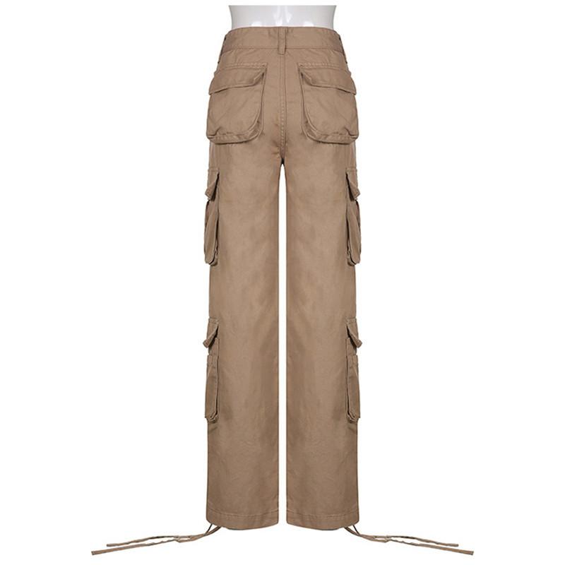 Vintage Cargo Pants Loose Jeans Women's Casual Spring Autumn Pocket Street Sports High Waist Straight Grey Trousers