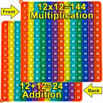 1-12 Multiplication Addition Push  Its Bubble Fidget Sensory Pop Toys, Silicone Rainbow Teaching Aids, Math Toys