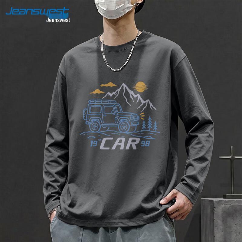 Jeanswest Men's Loose Fit Pure Cotton Long Sleeve T-Shirt