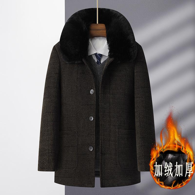 

Зимнее отцовское флисовое пальто из утолщенной шерсти, куртка, повседневная одежда для пожилого мужчины, мужской топ Chenier 195/4XL (weight 160-90 kg) темно-коричневого