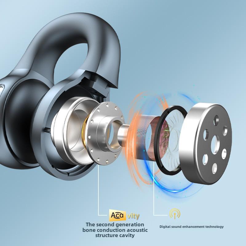 Căști Bluetooth cu clemă pentru urechi cu reducere a zgomotului, afișaj digital, durată lungă de viață a bateriei - ideale pentru sport.