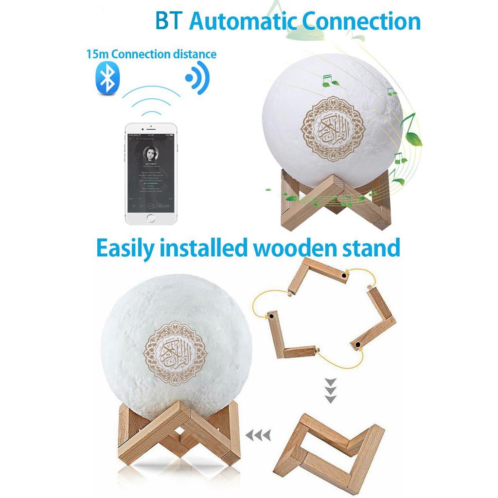 Quran Holy Bright Muslim Night Light Lamp Koran Azan Arab Wireless Bluetooth Speaker Sound Portable Blutooth Music Mini Box Gift