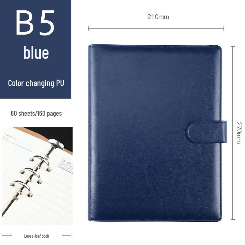 A5 Hochwertiges Leder-Cover Notizbuch mit losen Blättern - Individuelles Logo Firmen-Geschenkset