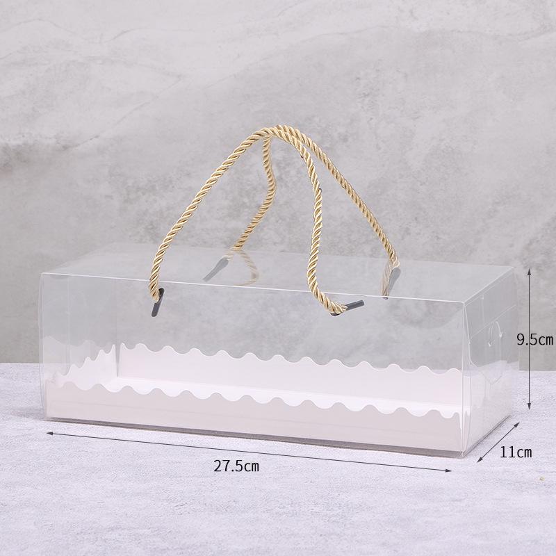 Transparent PET Swiss Roll Cake Box with Handle