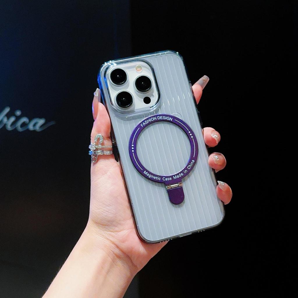 Apple 16 Pro Max Case: Transparent, Non-Slip, Corrugated Shell with Integrated Stand for iPhone 16 Series, Skin-Feel Finish
