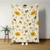 Bees & Daisies Print Blanket - Soft Lightweight All-Season Throw for Bed, Couch, or Picnic - Cozy Floral Bee Design with White