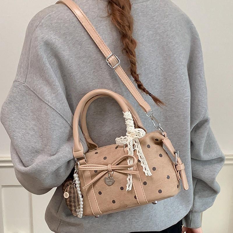 Womens Medium PU Pillow Bag With Polka Dots Soft Structured Shoulder Daily Commute Casual Wear