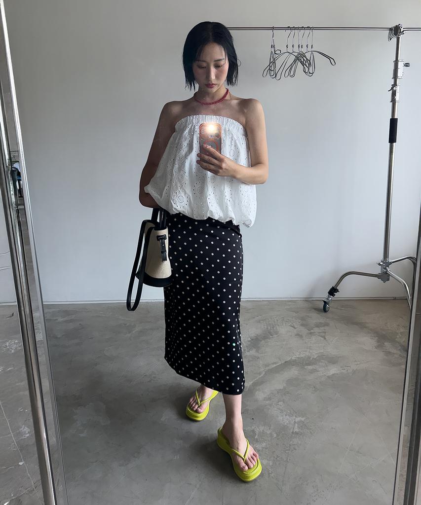 320 Showroom Polka Dot Banding Skirt Black
