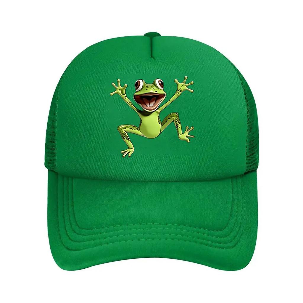 Funky Frog Print Baseball Cap  Soft Breathable Textile Hat Suitable for Outdoor Adventures Casual   Mesh Baseball Cap