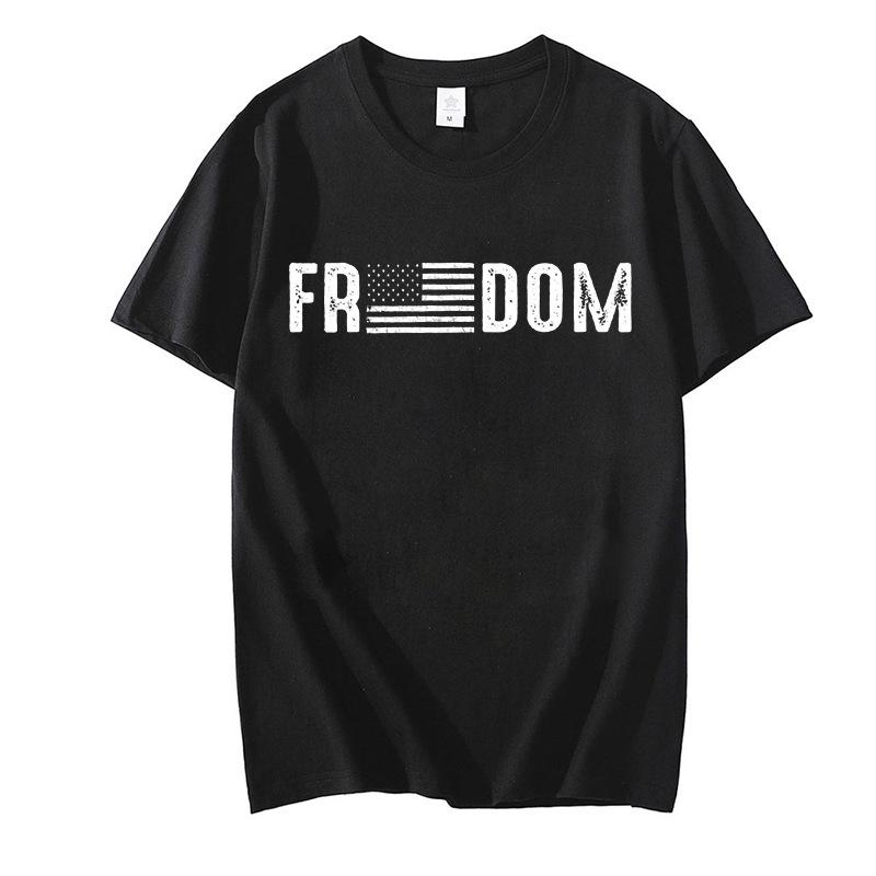 Freedom Flag T-shirt Print T-Shirt Women Clothing Summer Harajuku Short Sleeve Tees Shirts Graphic Y2k Tops Clothing