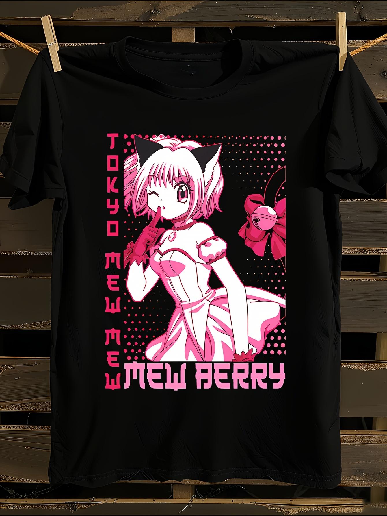 Унисекс Черная Футболка с Графическим Принтом Tokyo Mew Mew Berry XL