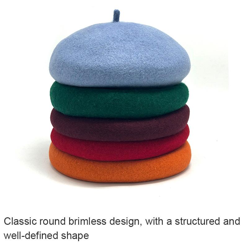 RongGuang High-Quality Winter Warm Unisex Wool Beret Hat for Sports and Fashion