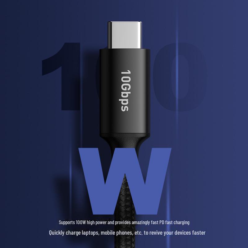 Biyazi 1.8m Type-C Male To Male Video Cable, Dual Type-C Ports, 100W Charging & Data Transfer.