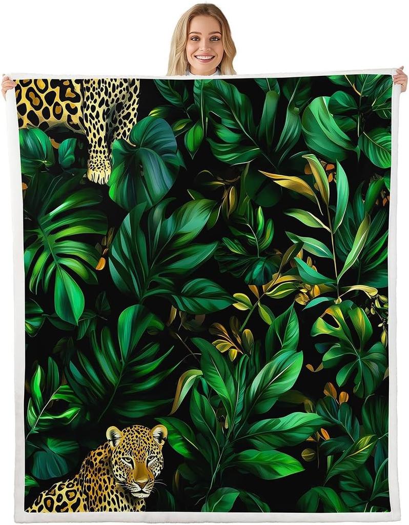 GUOYU Blanket Wild Cheetah Kids Throw BlanketLeopard Yellow Rose Floral Bed BlanketAnima Flower Heart Girls Boys Sofa DecorYellow Black