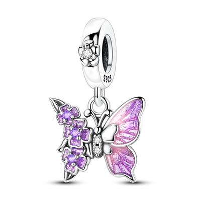 Butterfly Style Flower Charms Bead Copper Dangle Pendant Nice Fit Bangle Bracelet Necklace Handmade Unique Jewelry