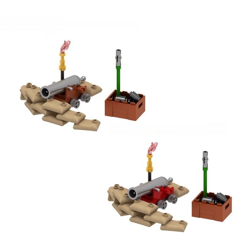 MOC Building Blocks Military Navy Figures Accessories Medieval Cannon Ammunition Wilderness Scene Tent Bonfire Brick Toy Gifts