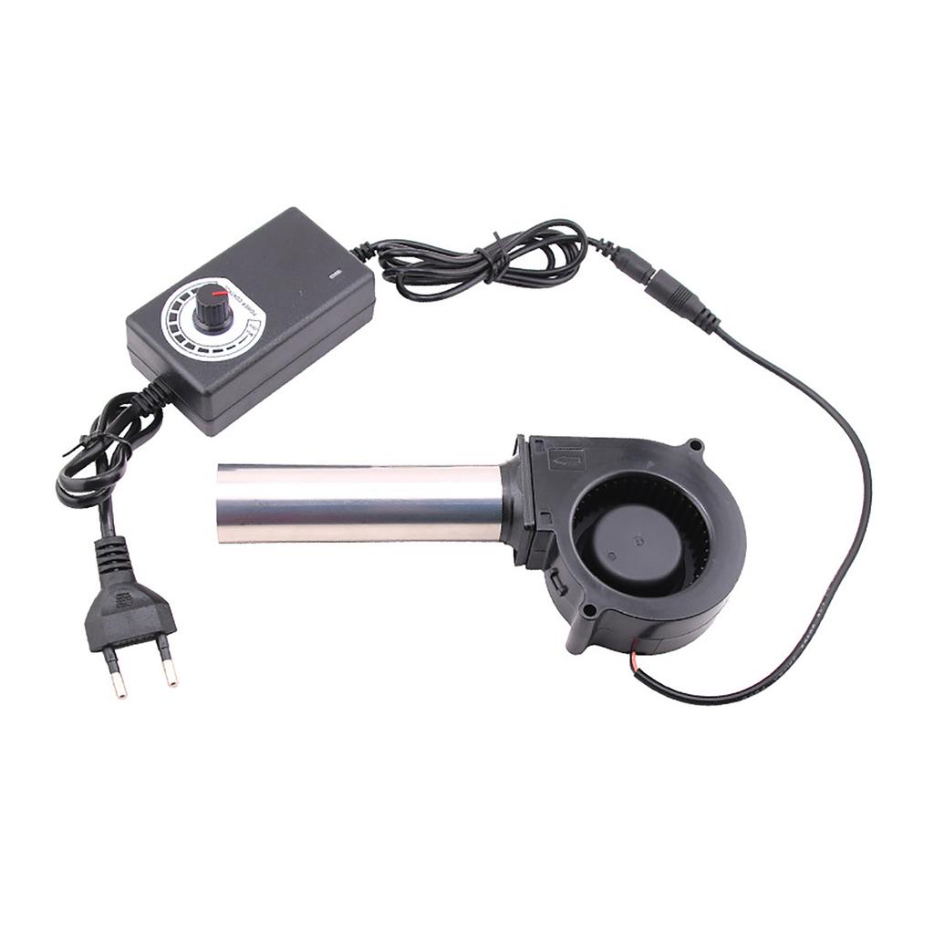 7cm 7530 12V Small Blower Fan with Power Plug Speed Controller for Cooling Outdoor BBQ Firewood Stove Fan