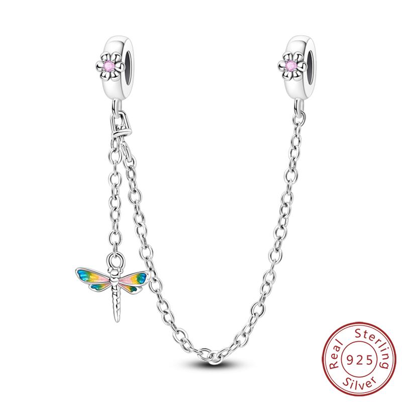 Elegant S925 Silver Butterfly & Dragonfly Multicolor Charms Beads Pendant 3mm DIY Fine Jewelry Making Accessories Gifts