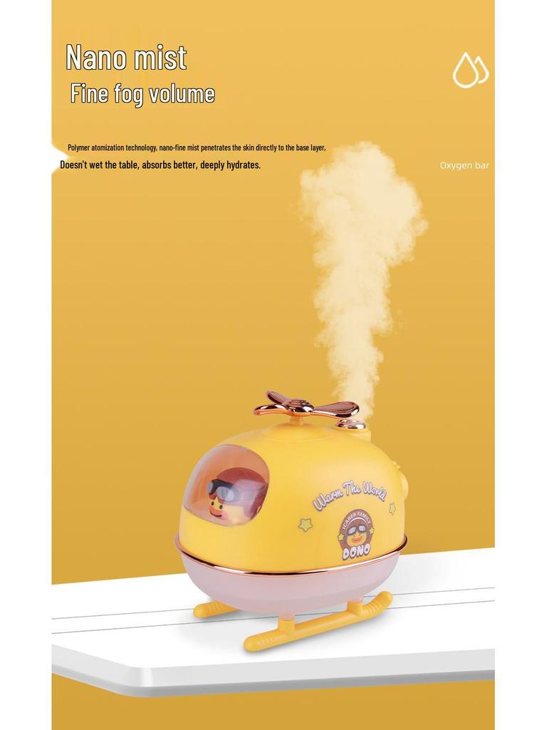 Helicopter-Shaped Desktop Humidifier: Large Mist Volume Mini Air Aromatherapy Purifier for Pets and Home