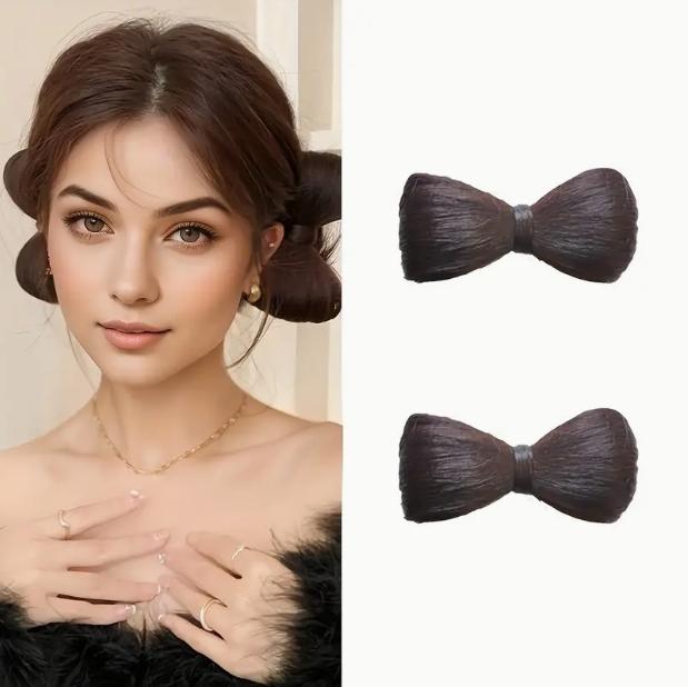 Drdol do vlasů s mašlí Drdol pro rovné vlasy Příčesek do vlasů odolný vůči teplu Přírodní falešný styling Vlasové doplňky Vlasové doplňky