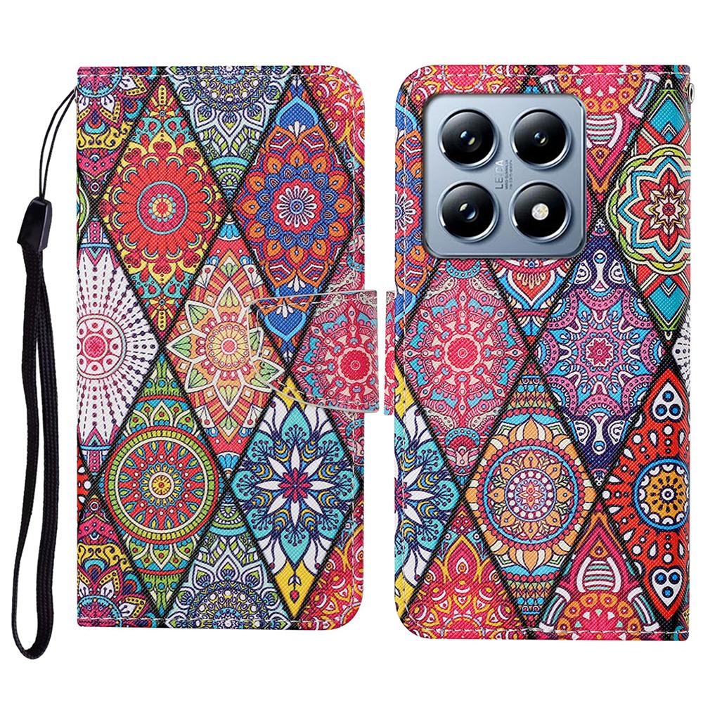 Für Xiaomi 14T Hülle Musterdruck Schutz Leder Folio Handyhülle