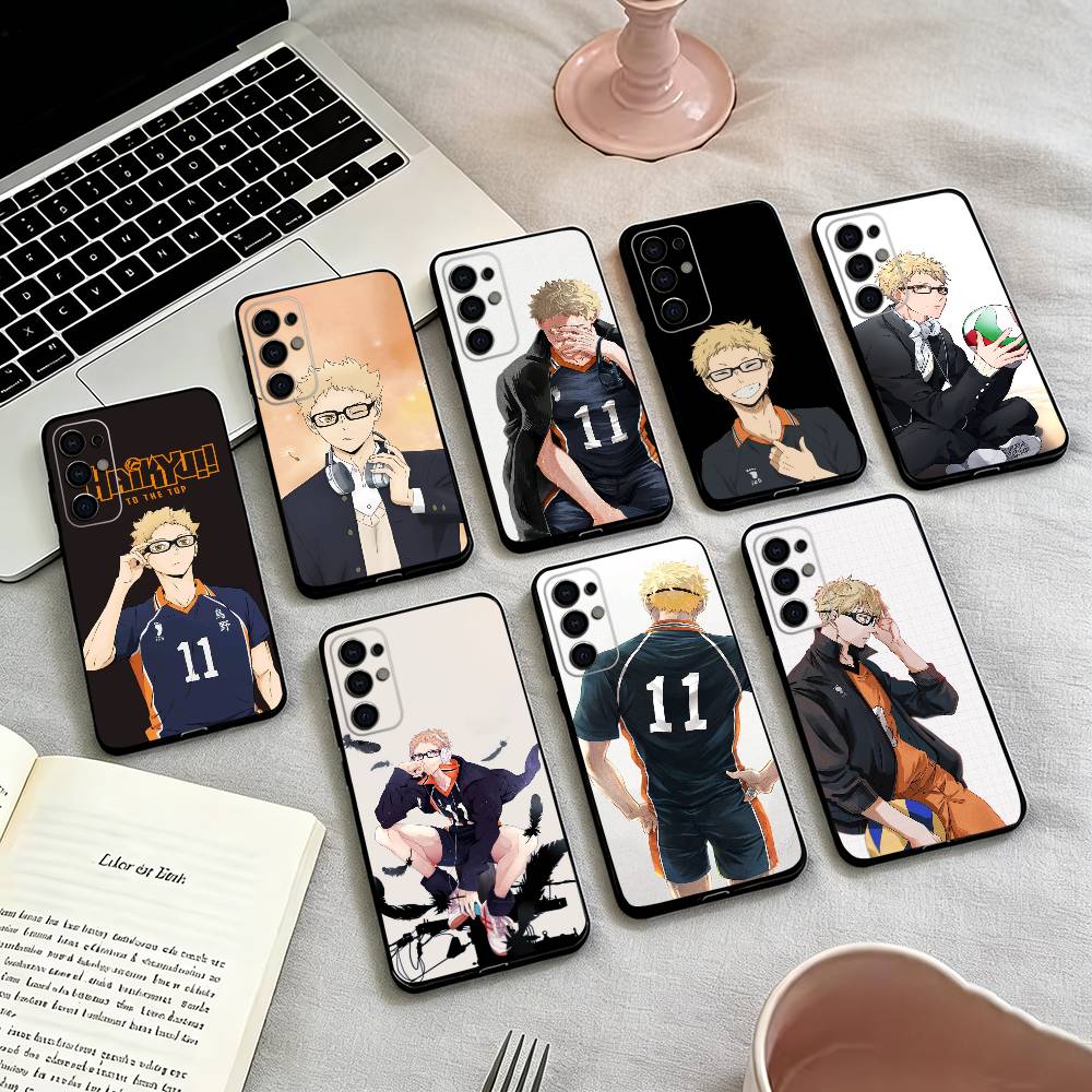 Haikyuu-u Tsukishima Phone Case Black Silicone Soft For Samsung S25,S24,S21,S22,S23,S30,Ultra,S20,Plus,Fe,Lite