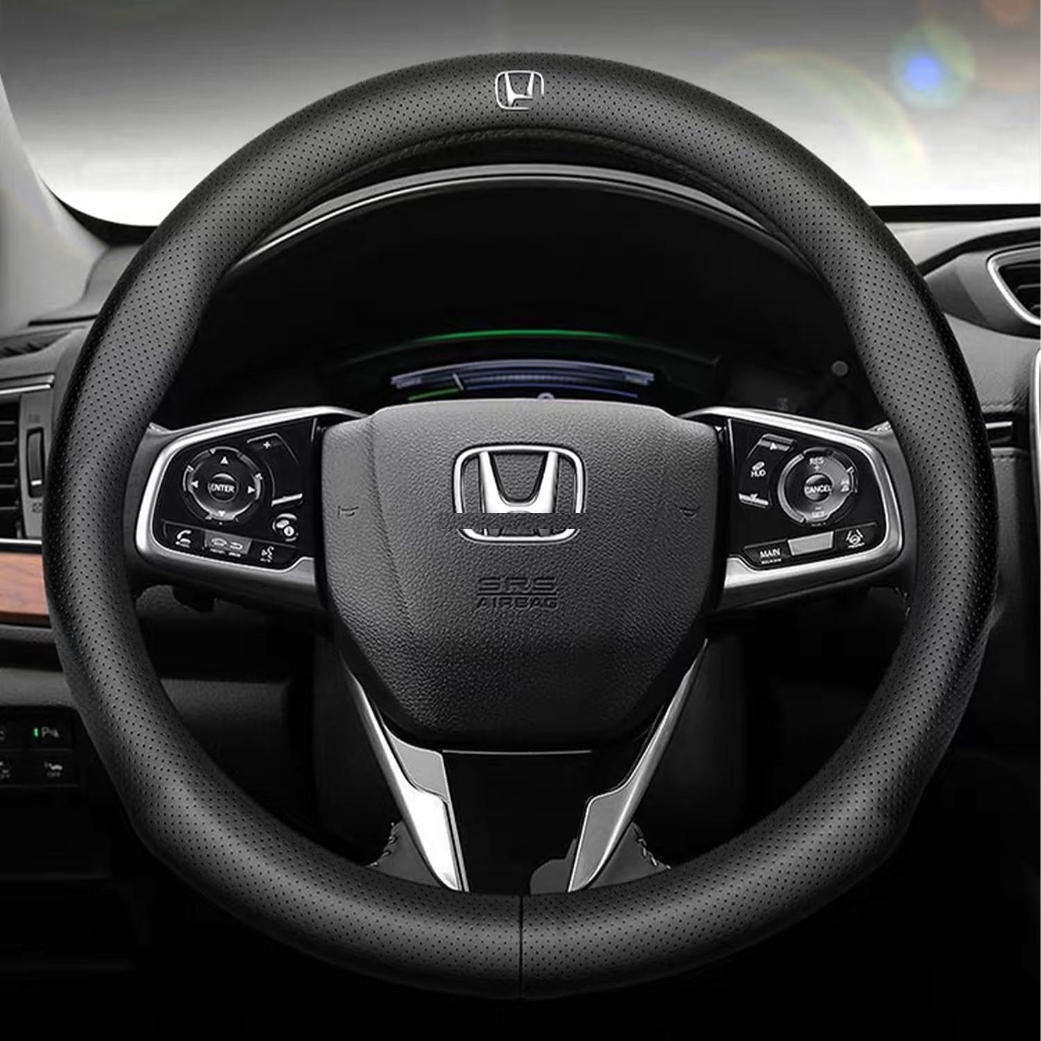 

QiuFu Honda Steering Wheel Car Sports Steering Wheel Cover for All Genuine Premium Interior Wheel Black Cover, INSPIA, N-BOX, CR-V, Binzhi, Fit, чёрный